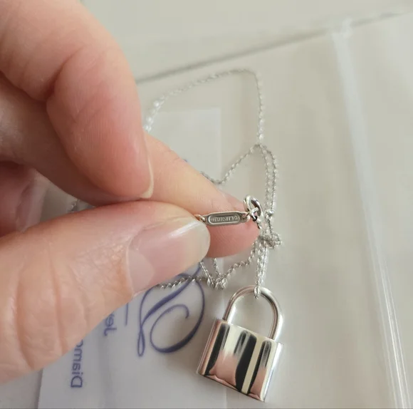 Pristine Authentic Tiffany & Co. Padlock Charm Pendant Necklace - Picture 8 of 13